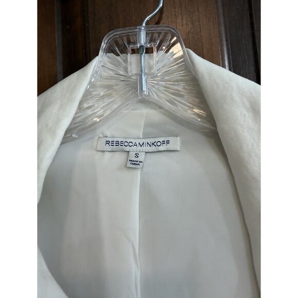 Rebecca Minkoff | Women’s Asymmetrical Zippers Moto Jacket Linen Cotton White -S - Picture 2 of 6